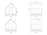 Emilia 5,4 m2  (2,4x2,4m|18mm)  Kasvihuone - tehtaalla maalattu