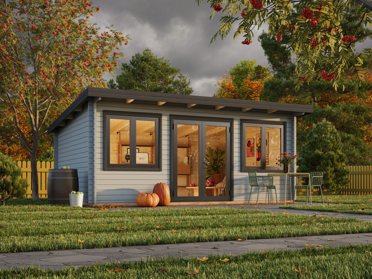 Lisandra L (5,5x4 m | 19,4 m² | 44 mm) Vierasmaja alumiiniovilla ja -ikkunoilla