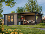 Ella (6,7x3,2m | 8,7+10,0m² | 28mm) Pulpettikattoinen kesämökki