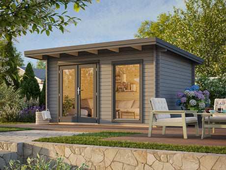 Heidi S (4,1x3m | 11,7m² | 44mm) Moderni kevyt pihamökki