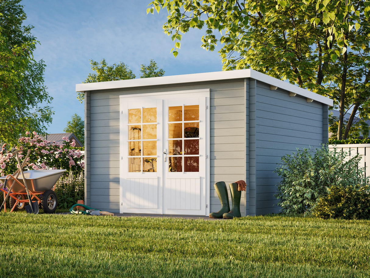 Ella (3,2x3,2m | 8,7m² | 28mm) Moderni tasakattoinen puutarhamökki