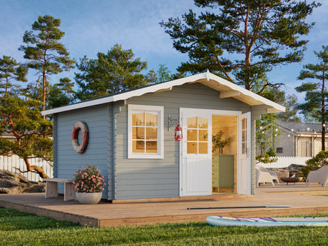 Emma M (3,8x3,2m | 10,4m² | 34mm) Alppityylinen pihamökki