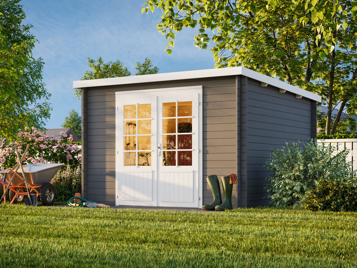 Ella (3,2x3,2m | 8,7m² | 28mm) Moderni tasakattoinen puutarhamökki