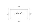 Bianca 107 (6x3m | 16,6m²) suurikokoinen tukeva puinen huvimaja