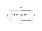 Bianca 110 (5,9x3m | 16,6m²) puutarhabaari katoksella
