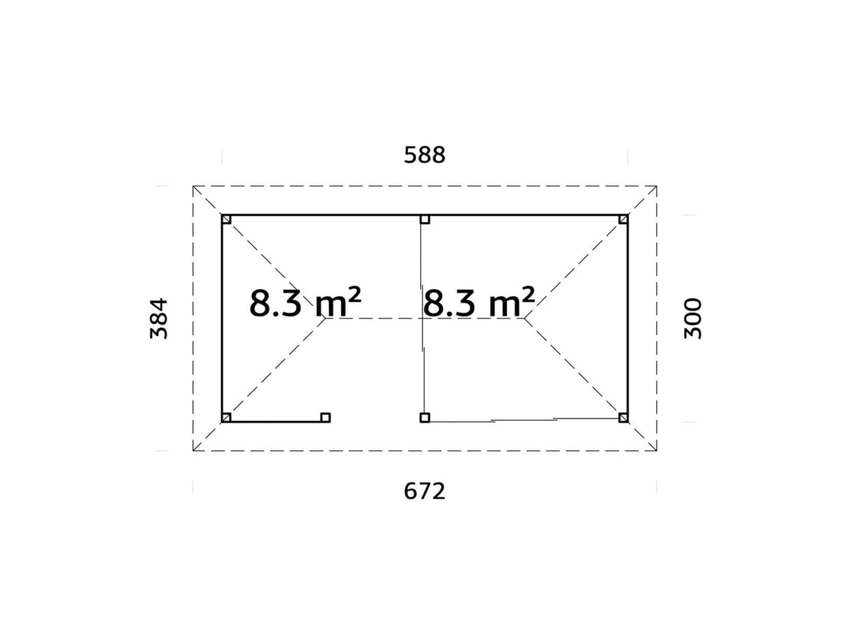 Bianca 207/507 (6x3m | 16,6m²) piharakennus liukuovilla ja ulkokeittiöalueella (saatavana kaksilasitus)