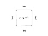 Lenna 401/701 (3x3m | 8,3m²) Lasinen piharakennus liukuovilla (Saatavana tuplalasilla)