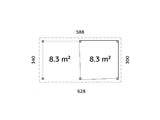 Lenna 403/703 (6x3m | 16,6m²) Lasinen piharakennus liukuovilla (Saatavana tuplalasilla)