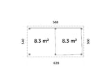 Lenna 406/706 (6x3m | 16,6m²) Lasinen piharakennus liukuovilla (Saatavana tuplalasilla)