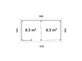 Lenna 407/707 (6x3m | 16,6m²) Lasinen piharakennus liukuovilla tuplalasilla)