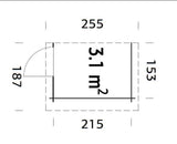 Lisävarastohuone (2,15x1,5m | 3,1m² | 28mm) Kesämökin laajennusyksikkö