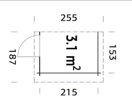 Lisävarastohuone (2,15x1,5m | 3,1m² | 28mm) Kesämökin laajennusyksikkö