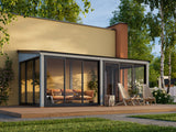 Lumi M (5,8x3 m | 16,2 m² | 120x120 mm) Moderni kiinteä lasipaviljonki pihaan