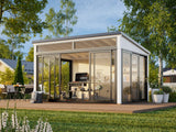 Saga S (4,2x3 m | 11,6 m² | 120x120 mm) Kompakti erillinen lasipuutarha tai kesähuone pihaan