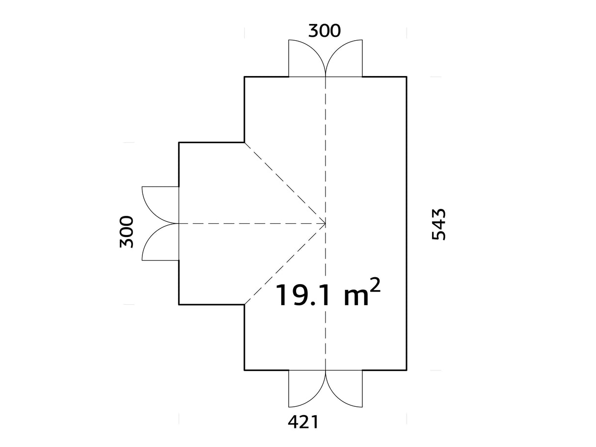 Emilia 19,1 m2 (4,2x5,4m|18mm) Kasvihuone - tehtaalla maalattu