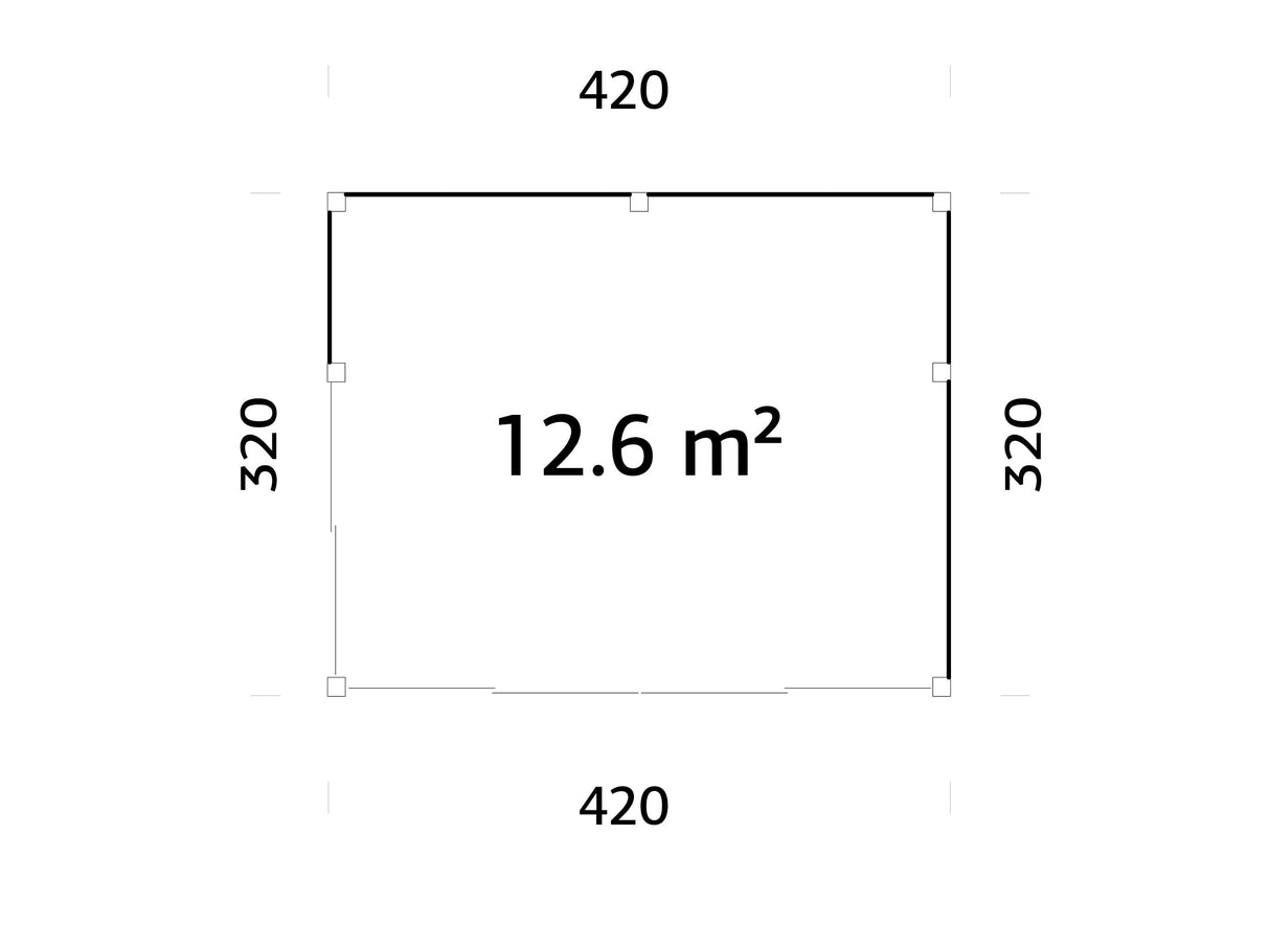 Serena 1 (4,2x3,2 m | 12,6 m² | 44 mm) Moderni kulmamallinen lasipaviljonki pihaan – alumiiniovet ja -ikkunat (yksilasinen tai kaksilasinen)