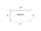 Bianca 109 (6x3m | 16,6m²) suuri kulmapaviljonki sälekaihdinseinillä