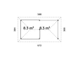 Bianca 110 (5,9x3m | 16,6m²) puutarhabaari katoksella