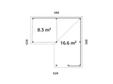 Lenna 410/710 (6x6m | 24,9m²) Lasinen piharakennus liukuovilla (Saatavana tuplalasilla)