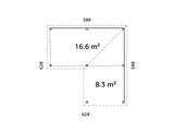 Lenna 414/714 (6x6m | 24,9m²) Lasinen piharakennus liukuovilla (Saatavana tuplalasilla)
