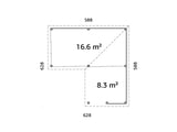 Lenna 423/723 (6x6m | 24,9m²) Lasinen piharakennus liukuovilla (Saatavana tuplalasilla)
