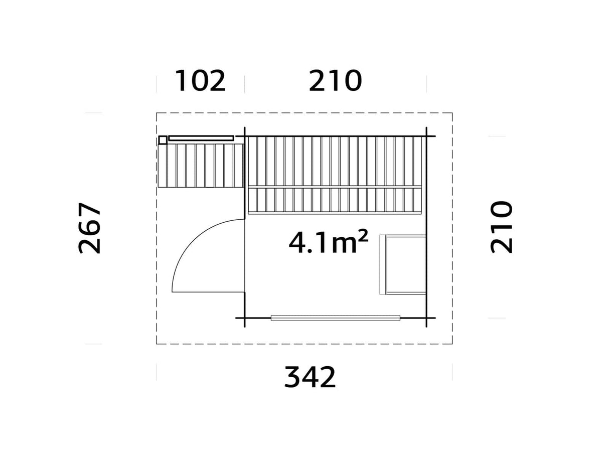 Sanna S (2,3x2,3m | 4,1m² | 44mm) Kompakti  pihasauna
