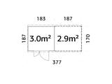 Leif L (3,7x1,7m | 3,0+2,9m²) Käytännöllinen puutarhavaja