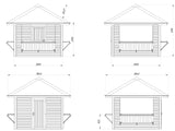 Bianca 106 (3x3m | 8,3m²) kioski kolmella luukulla