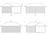 Bianca 211/511 (6x6m | 24,9m²) kulmakevytmökki liukuovilla ja sälekaihdinseinillä (saatavana tuplalasilla)