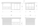 Lenna 403/703 (6x3m | 16,6m²) Lasinen piharakennus liukuovilla (Saatavana tuplalasilla)