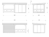 Lenna 404/704 (6x3m | 16,6m²) Lasinen piharakennus liukuovilla (Saatavana tuplalasilla)
