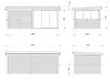 Lenna 407/707 (6x3m | 16,6m²) Lasinen piharakennus liukuovilla tuplalasilla)