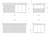 Lenna 408/708 (6x3m | 16,6m²) Lasinen piharakennus liukuovilla (Saatavana tuplalasilla)