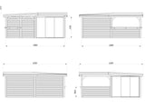 Lenna 410/710 (6x6m | 24,9m²) Lasinen piharakennus liukuovilla (Saatavana tuplalasilla)