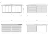 Lenna 414/714 (6x6m | 24,9m²) Lasinen piharakennus liukuovilla (Saatavana tuplalasilla)