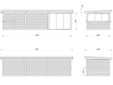 Lenna 415/715 (9x3m | 24,9m²) Lasinen piharakennus liukuovilla (Saatavana tuplalasilla)