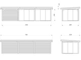 Lenna 418/718 (9x3m | 24,9m²) Lasinen piharakennus liukuovilla (Saatavana tuplalasilla)