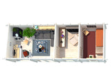 Heidi L (8,4x3,2m | 22,5m² | 70mm) Moderni 3-huoneinen kesämökki
