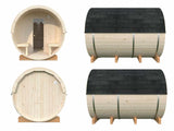 Anita L (2,2x2,9m | 1,6+0,7m² | 42mm) puinen tynnyrisauna
