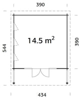 Caroline M (4,1x4,1m | 14,5m² | 44mm) Moderni huvimaja liukuovilla