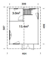 Kendra (4,2x5,2m | 18,4m² | 70mm) Hirsitalo parvella