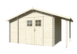 Meribel (2,6x2,3m | 6,6m² | 19mm) Kaksihuoneinen hirsivarasto katoksella