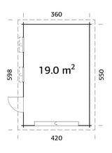 Rasmus (3,6x5,5m | 19,0m² | 44mm) Nosto-ovella