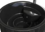 Solace L Blackline (d220cm | 8-hengen) Pyöreä puulämmitteinen kylpytynnyri integroidulla puukiukaalla - LED & lämpökansi sisältyy